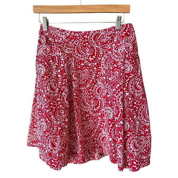 Tommy Hilfiger Women's Red and White Paisley Pleated Skirt Size 4 Preppy - Picture 1 of 6